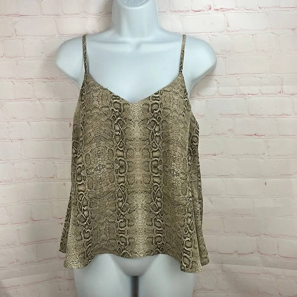 Leith Snake/ Python Print Spaghetti Strap Tank Top Lined Cami Blouse - Picture 2 of 8